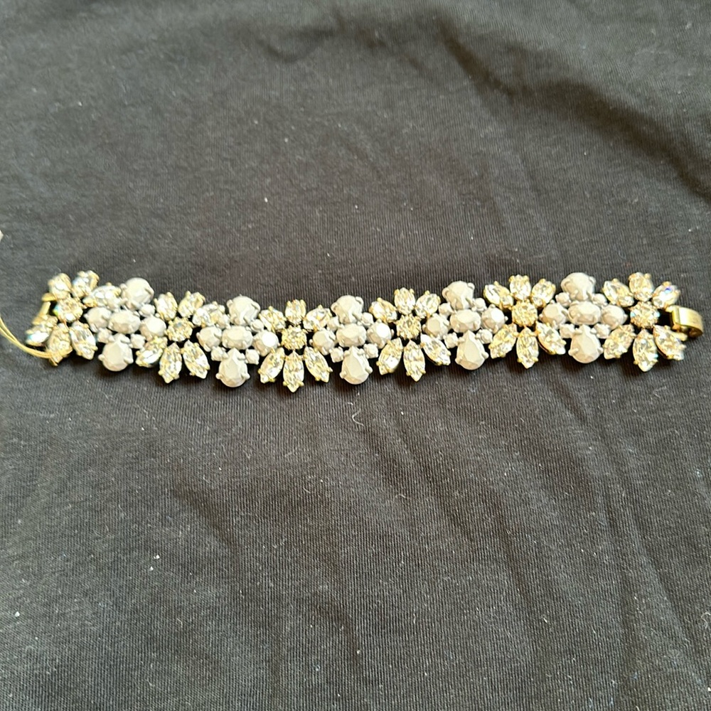 Jcrew grey enamel and crystal bracelet
